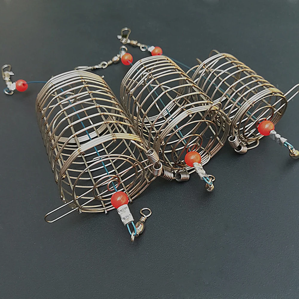 

5pcs Stainless Steel Fishing Feeders Mesh Cage Lure Trap Basket Container Holder for Fishing Tackle Accessories