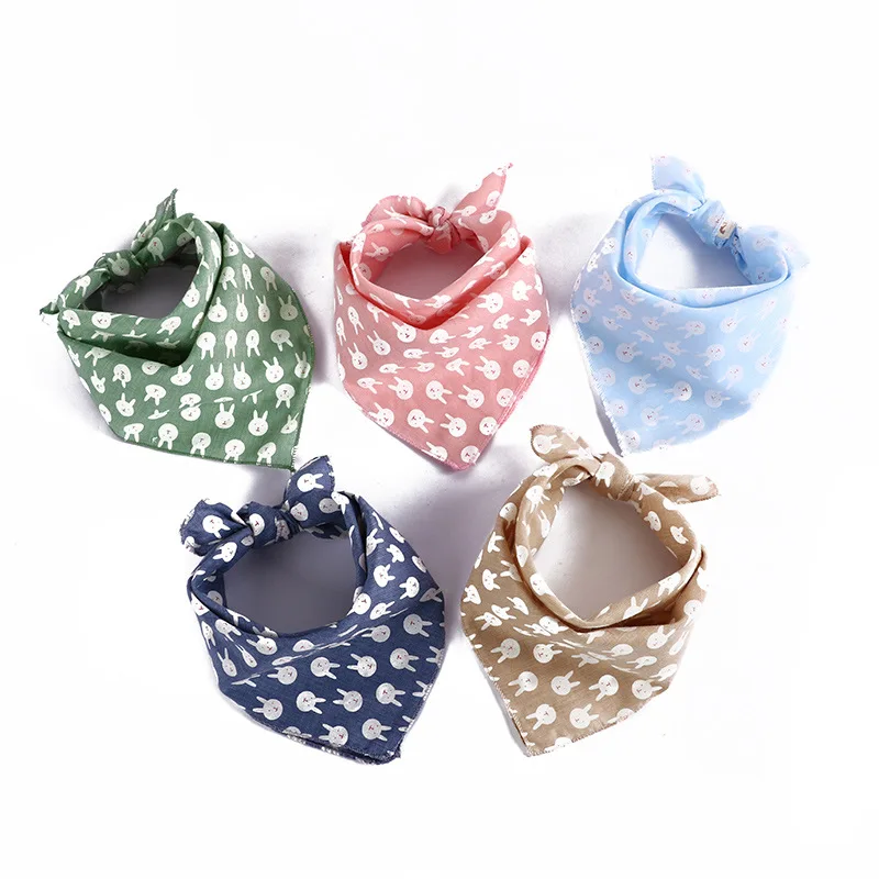 

3pcs/10pcs Cotton Washable Dog Bandanas Scarf Fashion Cute Rabbit Pet Bandanas Bowties Collar Pet Square Bib For Puppies Kids