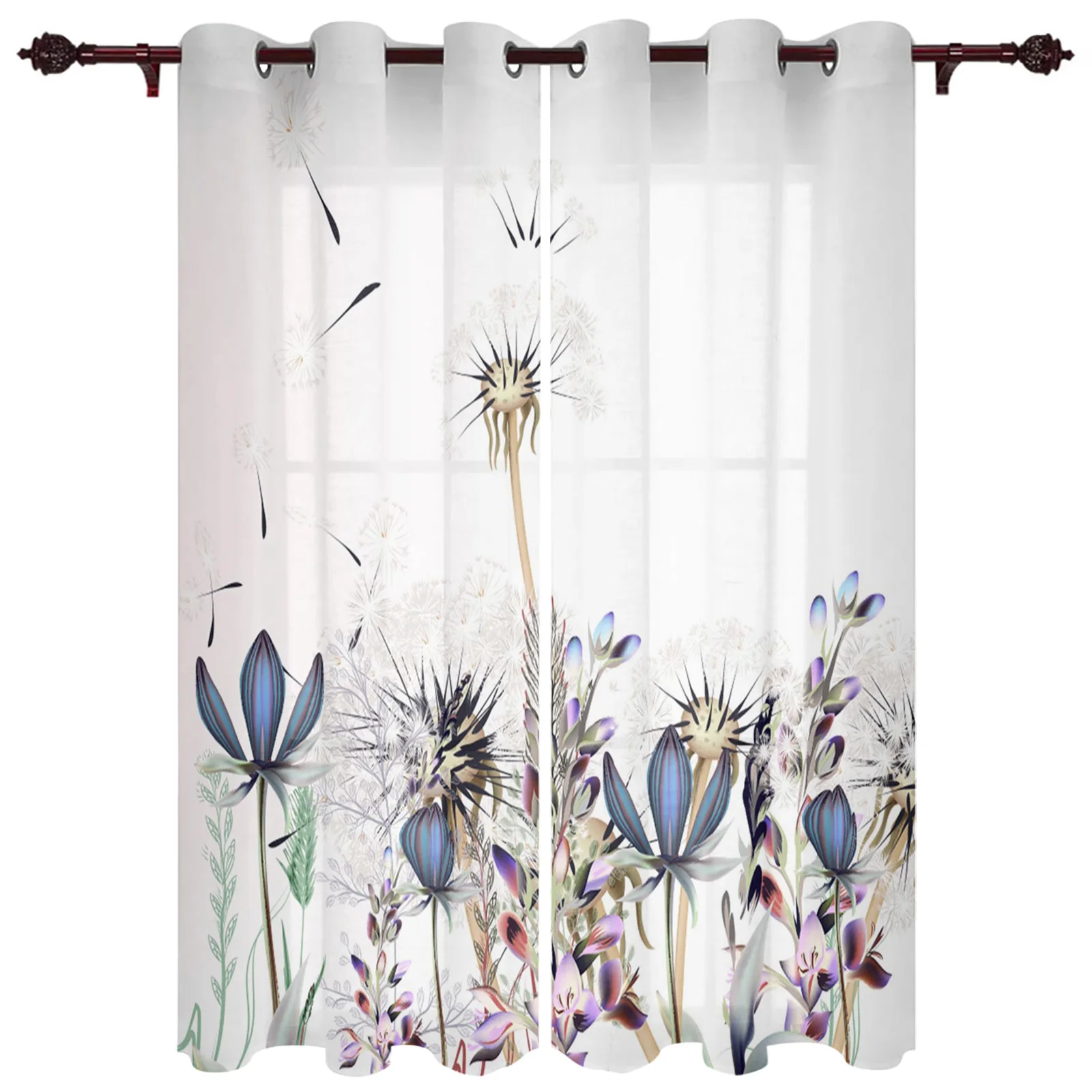 

Dandelion Flower Watercolor Painting Window Curtains for Living Room Luxury Bedroom Kitchen Window Treatments Curtains