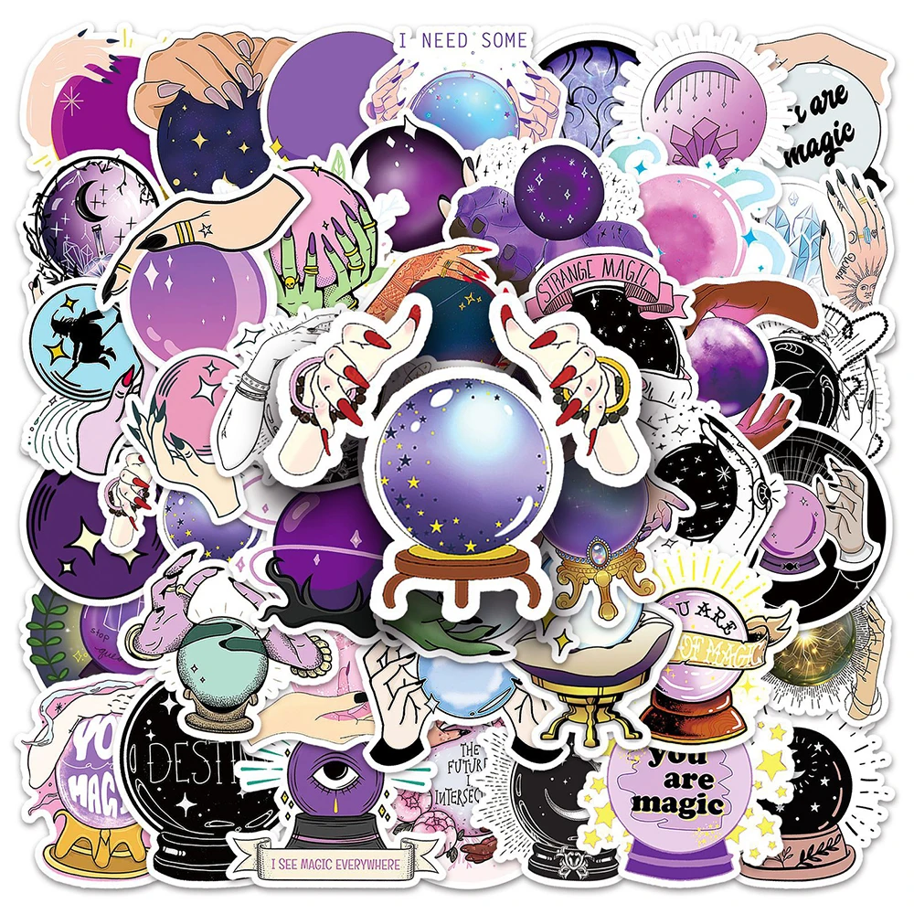 

10/30/50pcs Cartoon Magic Crystal Ball Graffiti Stickers Laptop Phone Motorcycle Skateboard Album Decoration Sticker Kids Toy