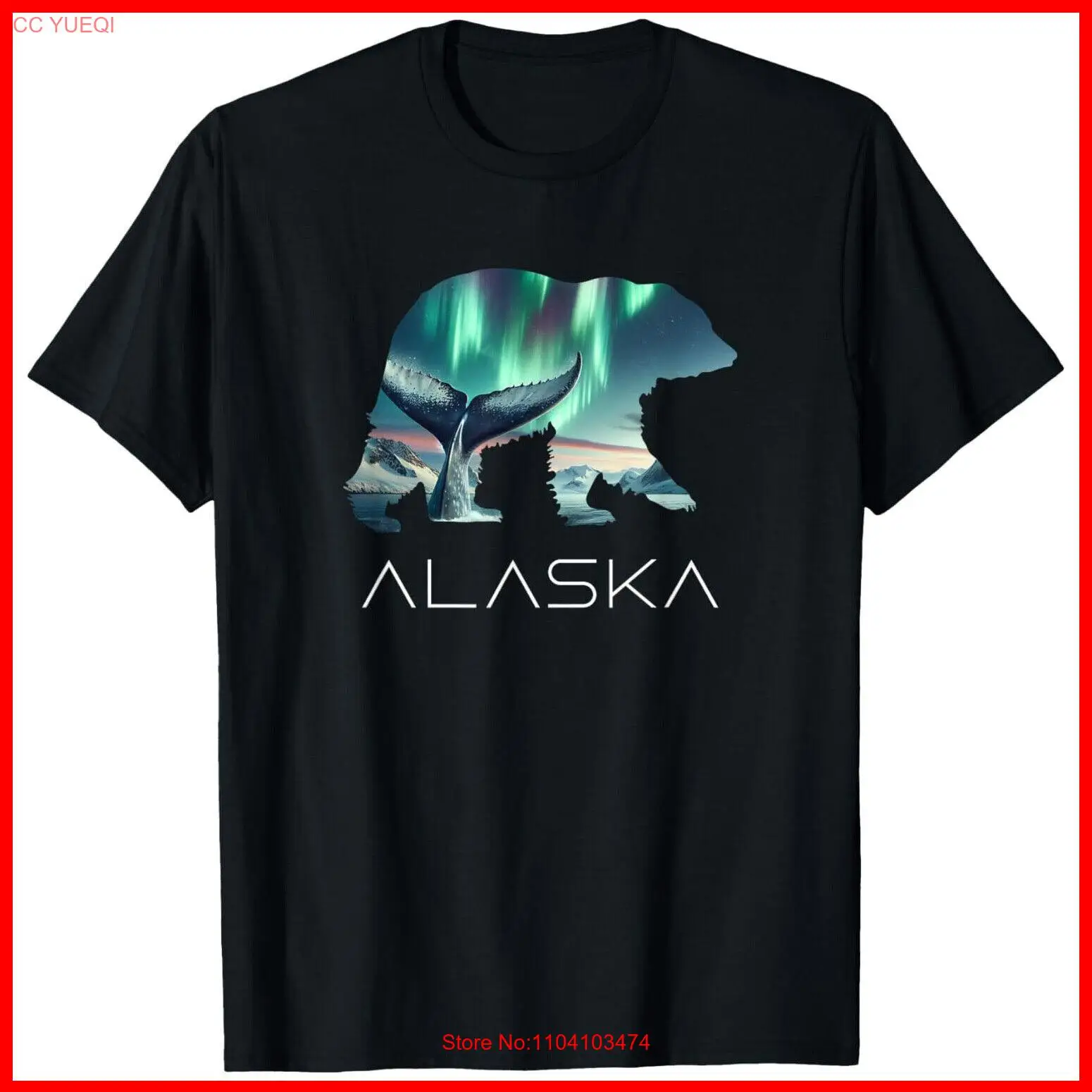 Черная хлопковая футболка Alaskan Tourist Cruise Alaska 2024 медведь кит и горы