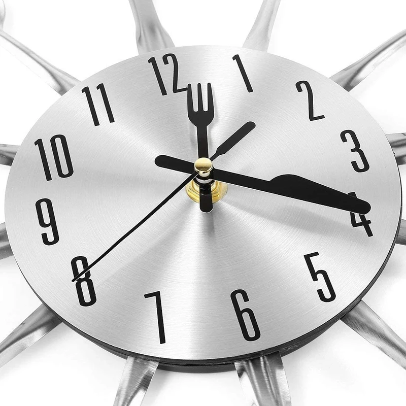Металлические кухонные столовые приборы настенные часы 14 дюймов с вилкой ложкой