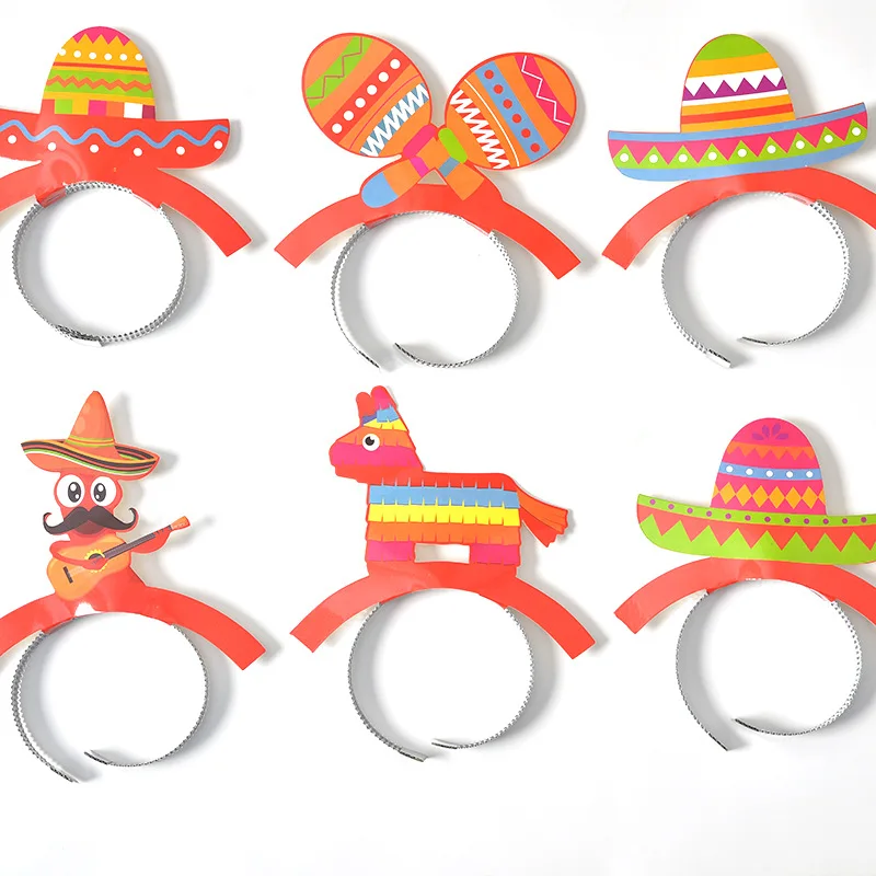 

JOYMEMO Mexican Carnival May 5th Party Decoration Paper Headband Colorful Festival Layout Birthday Fiesta Photo Props Supplies