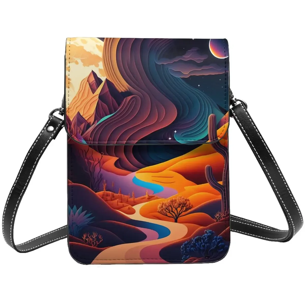 

Desert At Night Shoulder Bag Abstract Nature Funny Leather Business Mobile Phone Bag Female Gift Bags