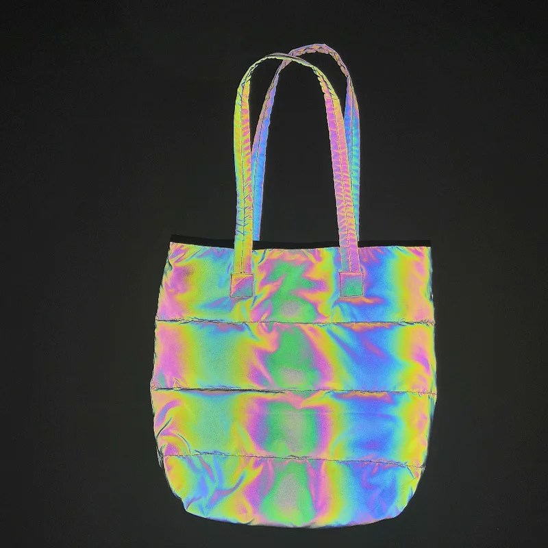 Lager Capacity Shopping Bag Luminous Big Bag Holographic Reflective Bags for Women Laser Shoulder Bags Tote Bags Female Handbags