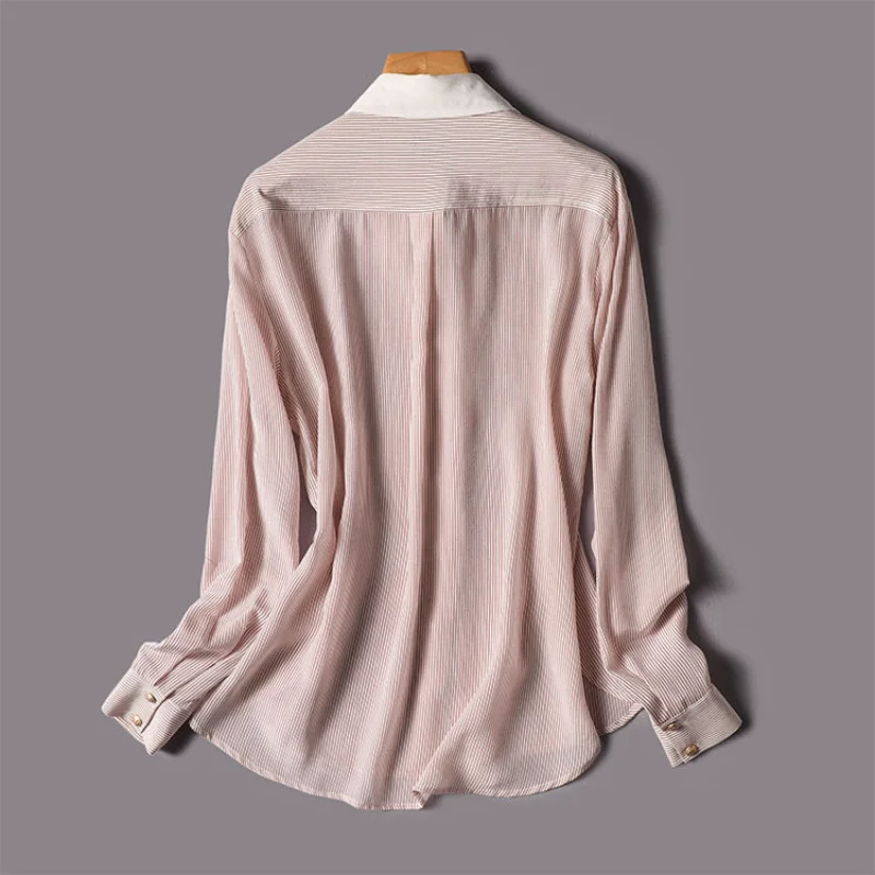 Женская блузка в полоску элегантная повседневная с длинным рукавом отложным