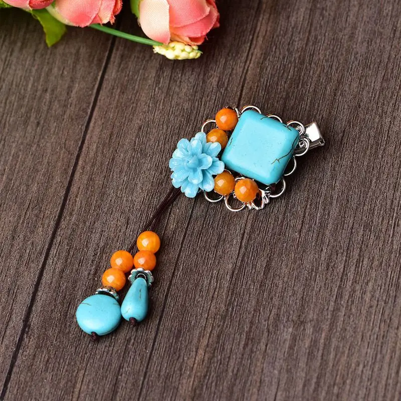 

Vintage Hairpin Natural Stone Turquoise Hair Clips for Women Barrettes 2022 Trend Gift