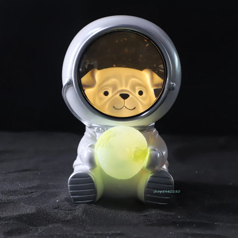 Astronaut Night Light Cartoon Cat Dog Bear Space Moon Bedside Decor Desk Lamp Children Kid’s Gift Resin LED |