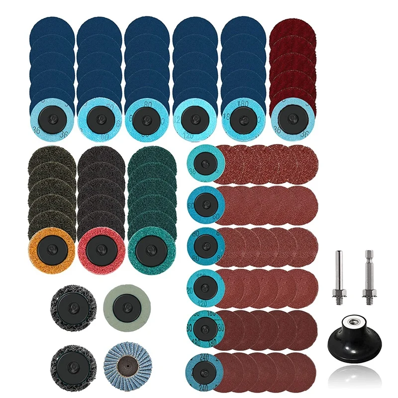

80Pcs Roll Lock Sanding Disc 2" Quick Change Disc With 1/4" Shank Holder Surface Conditioning Disc For Die Grinder