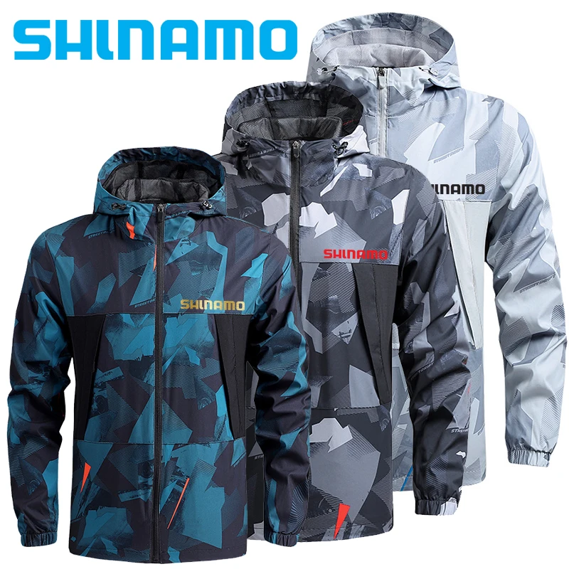 

New Outdoor Sports Fishing Large Hooded Jacket Men's Spring and Autumn Mountaineering Coat Thin Casual Fast Drying Windbreaker