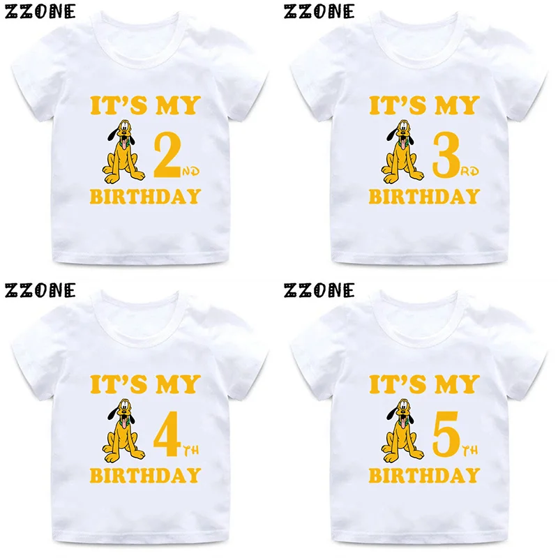 

Disney Mickey Friend Pluto Print Kids Clothes It's My 1 2 3 4 5 6 7 8 9 Years Birthday Boys Girls T shirt Cute Dog Baby T-Shirts