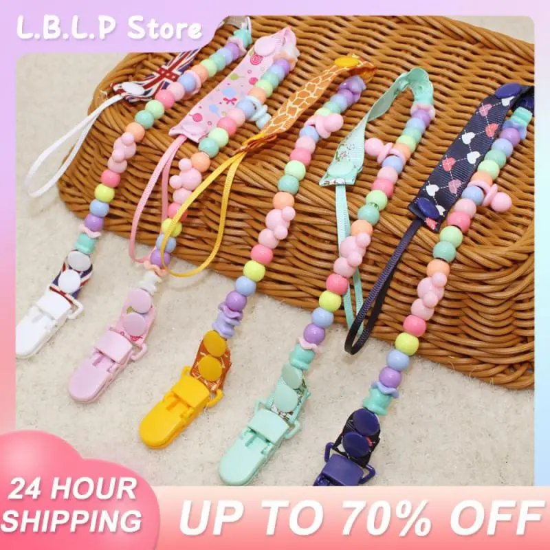 

Handmade Beaded Pacifier Chain Toy Anti-lost Chain Macaron Pacifier Clip Baby Pacifier AccessorIies Cute Print Pacifier Chain