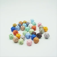 15pcs macaron candy color geometric cut faceted colorful octagonal wooden beads diy kids bracelet necklace jewelry accessories