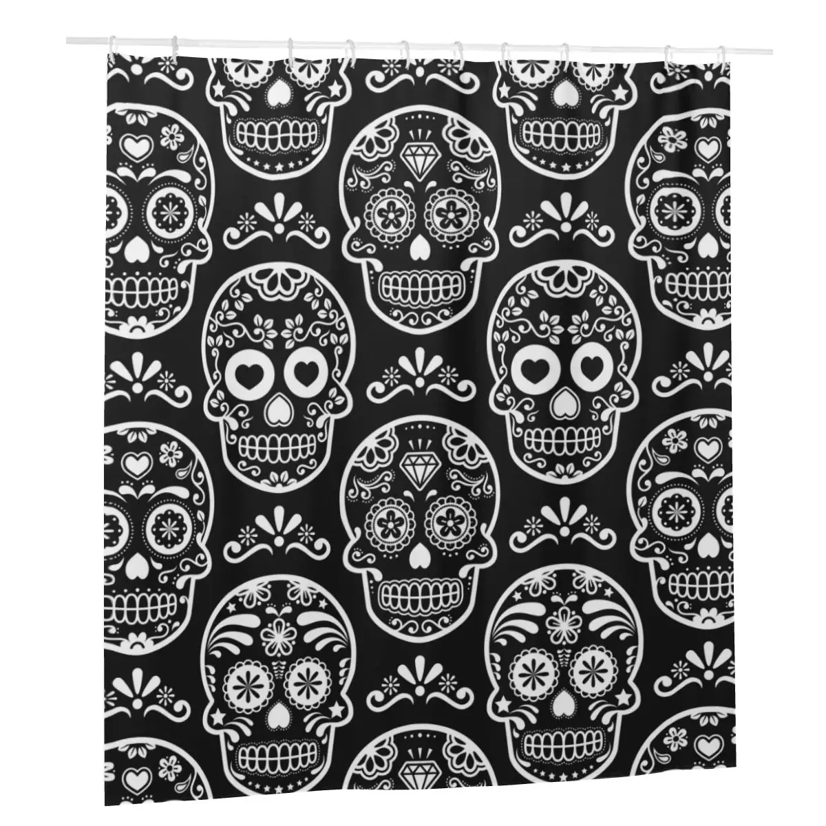 

Mexican Sugar Skull Shower Curtains Bath Polyester Bath Curtain Halloween Day of the Dead Custom Bathing Screen Curtain
