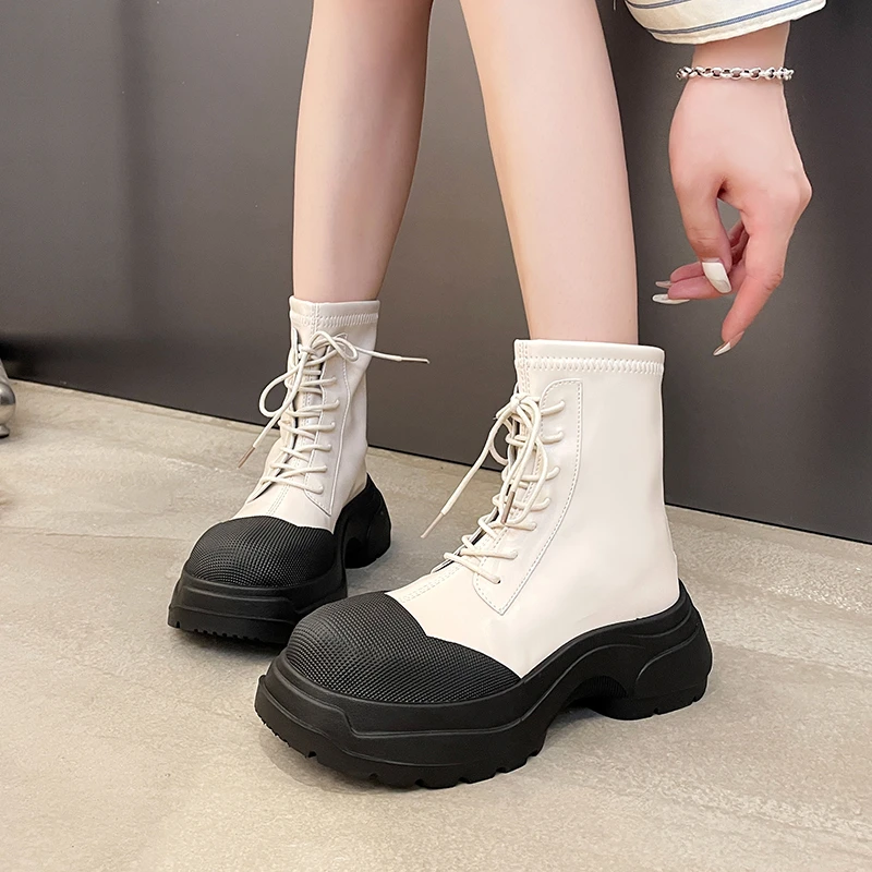 

Женские ботинки на молнии, с круглым носком, на плоской подошве