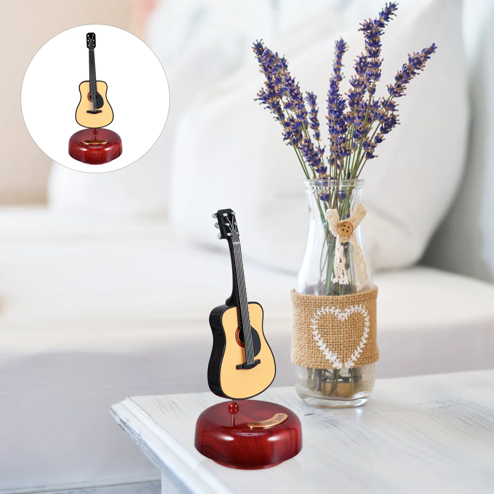 

Boxmusical Guitar Miniature Toy Rotatable Vintage Girl Instrument Cartoon Baby Present Gifts Kids Birthday Roundviolin Rotating