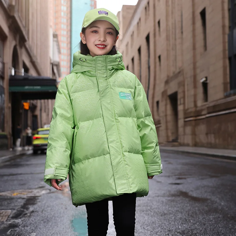 Fashion Kids Thicken Warm Snowsuit Winter Children Hoodies Windproof Jackets Teenage Loose Solid Color Parka Clothing 4-14 Years