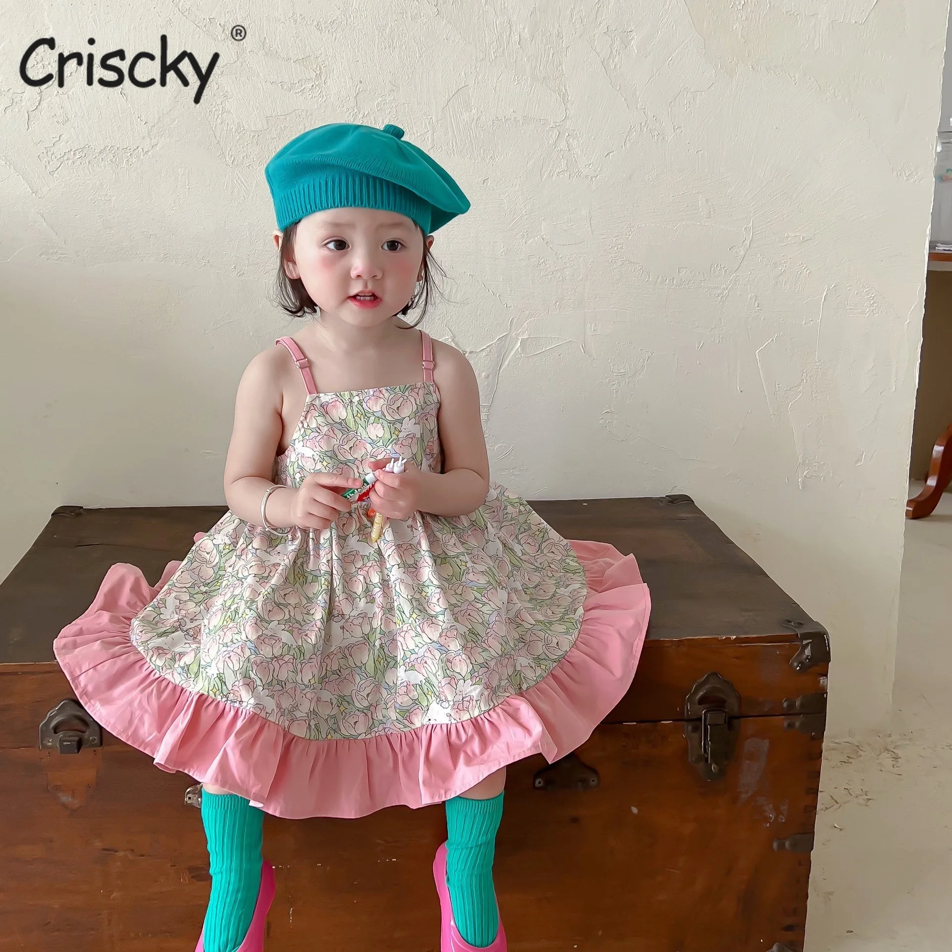 

Детские платья Criscky 2022, летняя одежда для маленьких девочек, платье принцессы без рукавов, модная одежда для новорожденных девочек