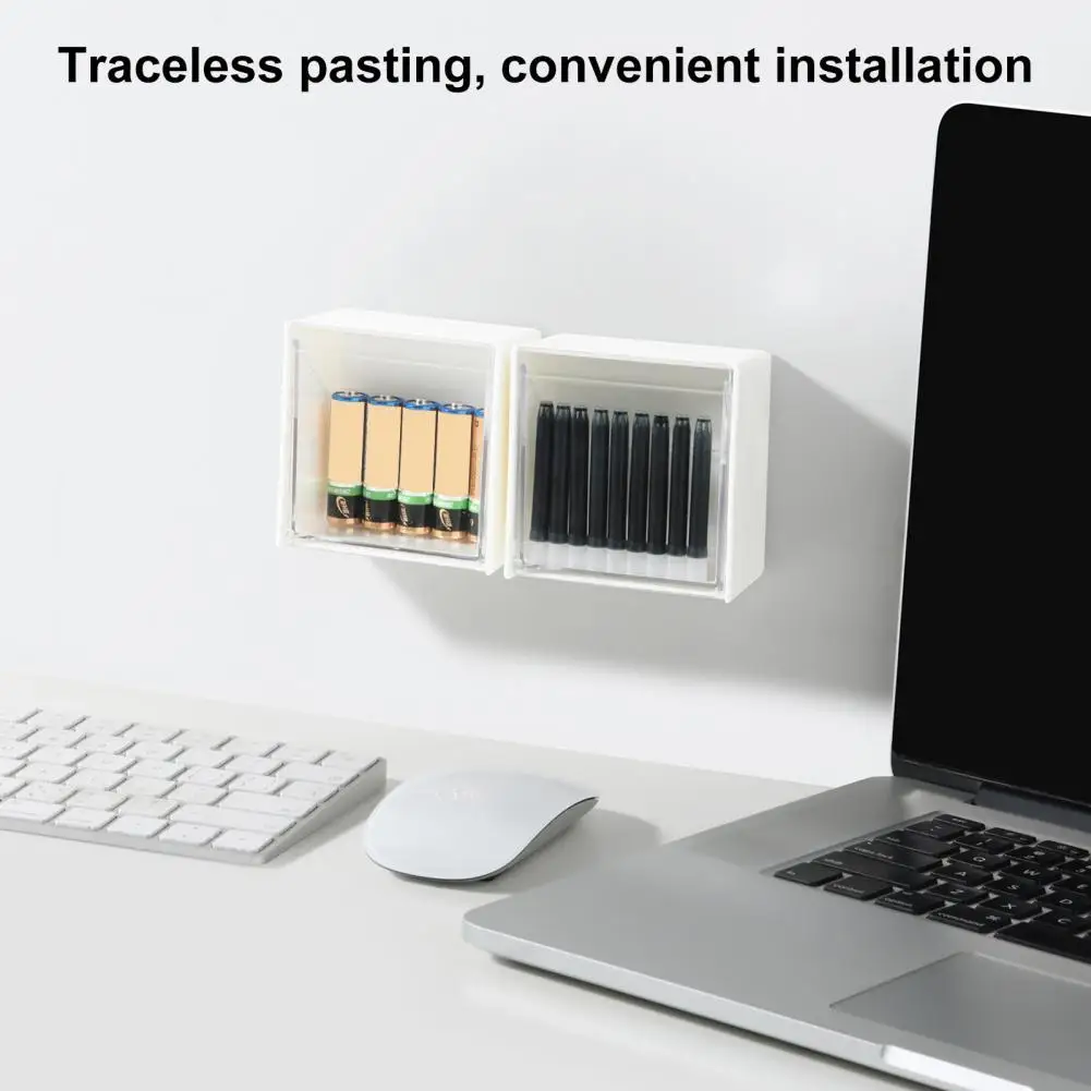 

Storage Box Storage Holder Plastic for Office Wall Mounted Clamshell Design Cotton Swab for Office