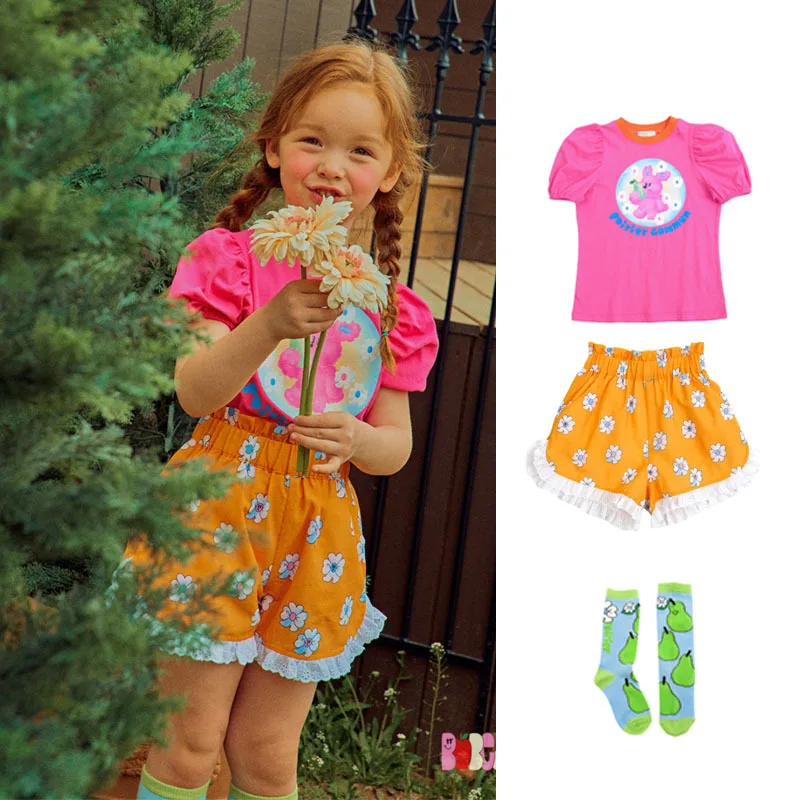 

Summer Kids Girls T-shirt Shorts Suit Children Casual Wear Tops Tee Shorts Sets Baby Flower Print T-shirts Floral Shorts Clothes