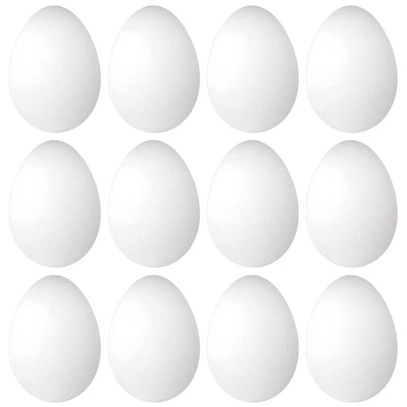 

12 Pack 3 Inch Easter Foam Egg White Styrofoam Egg Craft Egg Foam Natural Polystyrene Egg Foam Handmade Egg Ball