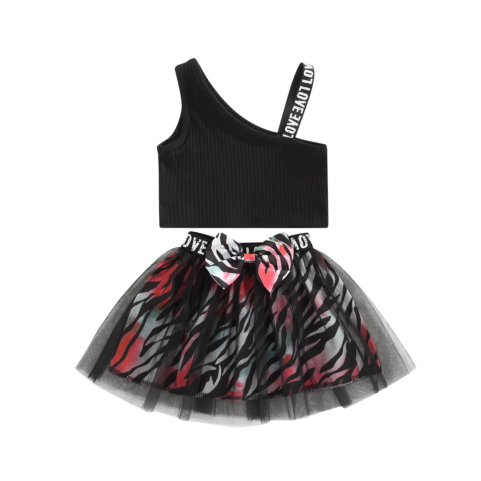 Повседневный костюм для маленьких девочек трикотажный топ на бретельках с