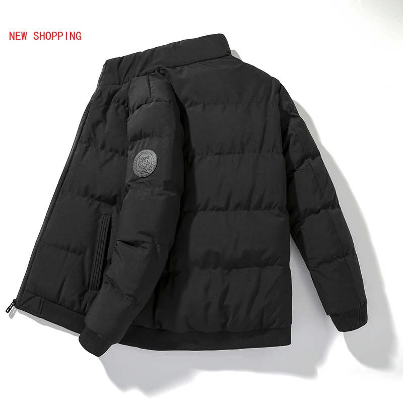 Stand Collar Warm Thick Cotton-padded Jackets Men Clothing Zipper Mens Jacket Solid Plus Size Winter Coat Male 4 Color M-8XL