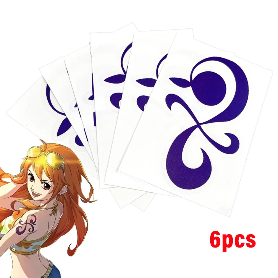 

6pcs Anime Nami Cosplay Temporary Tattoo for Women Girls Art Stickers Body Fake Tattoo Roleplay Props Halloween Gifts