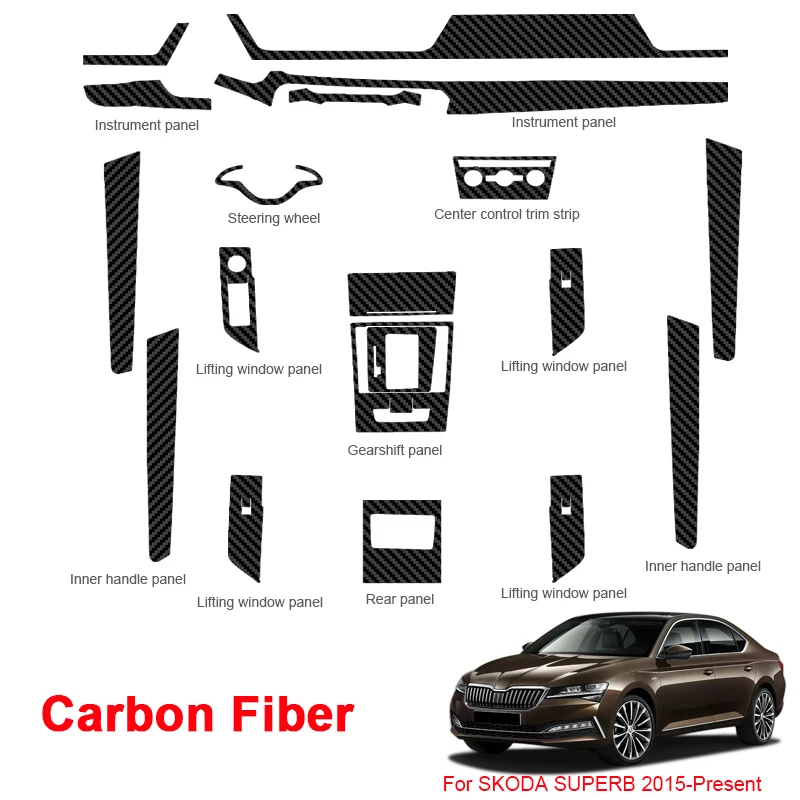

Для Skoda Superb 2015-2023 Автомобильная наклейка для внутреннего интерьера подъемная оконная панель наклейка коробка передач защитная пленка для приборной панели автомобильный аксессуар