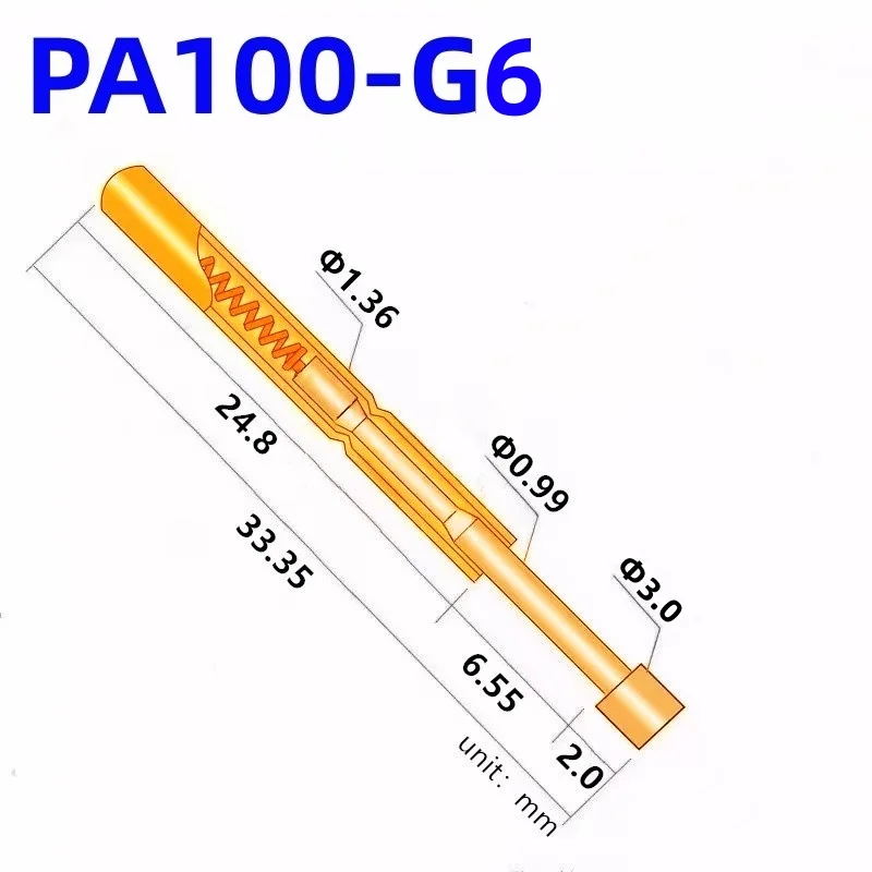 100 шт. PA100-G6 Пружинный тестовый щуп PA100-G Тестовый штифт P100-G P100-G6 инструмент 33 35 мм 1 36
