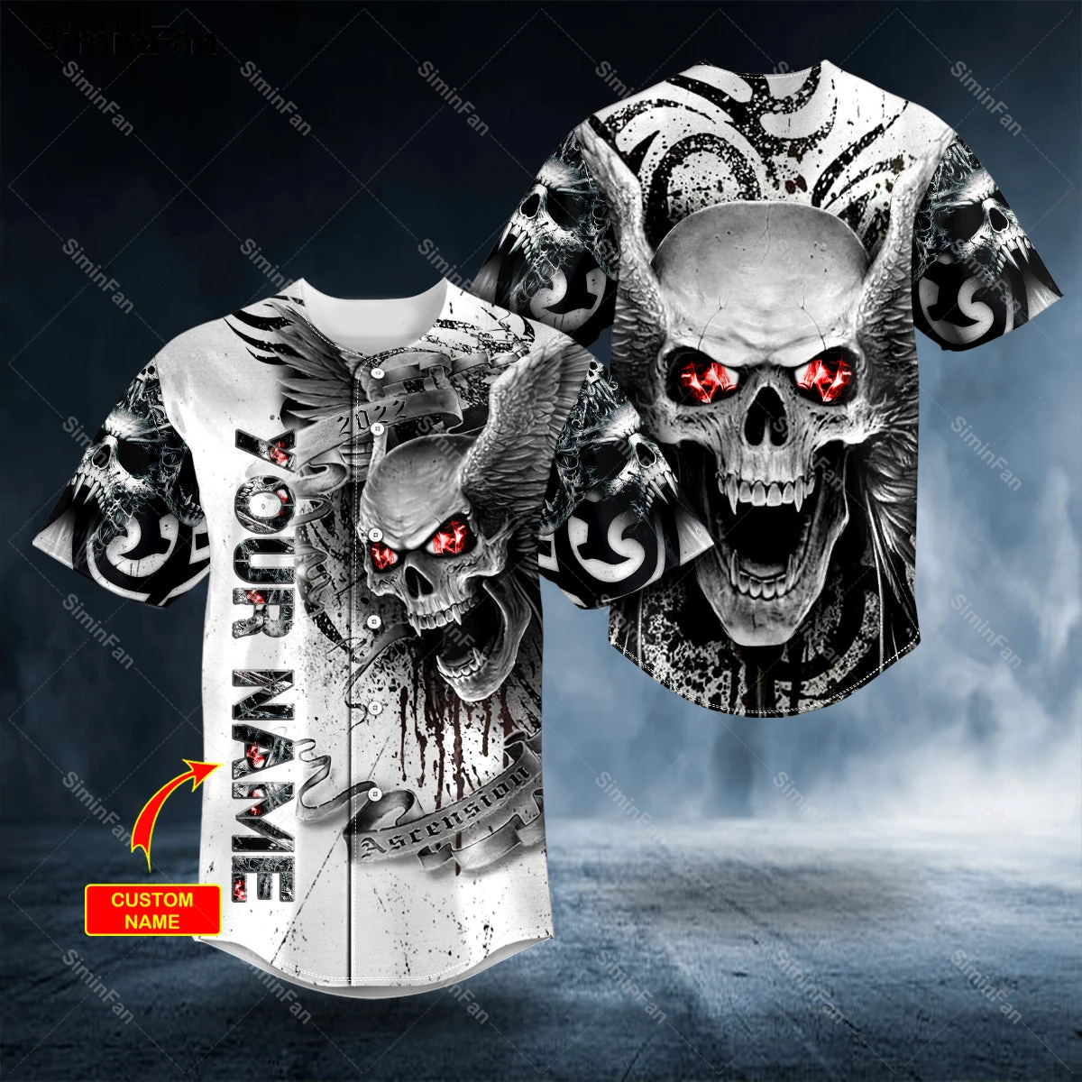 Футболка мужская бейсбольная с 3D-принтом, тёмный Хэд, Череп, царапина, без воротника, В гавайском стиле, унисекс, на лето
