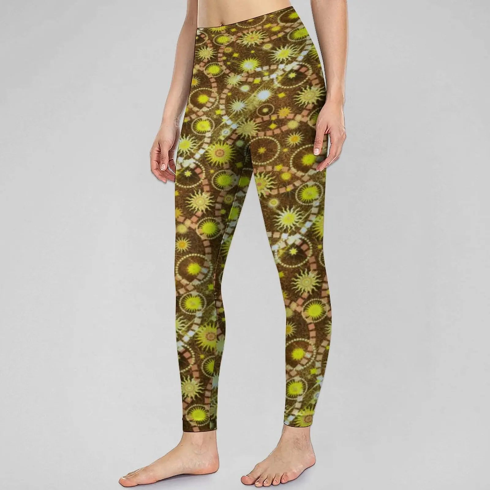 

Tysonia Sun Seamless Leggings Retro Gold Suns Print Fitness Yoga Pants Female Push Up Casual Leggins Quick-Dry Sports Tights