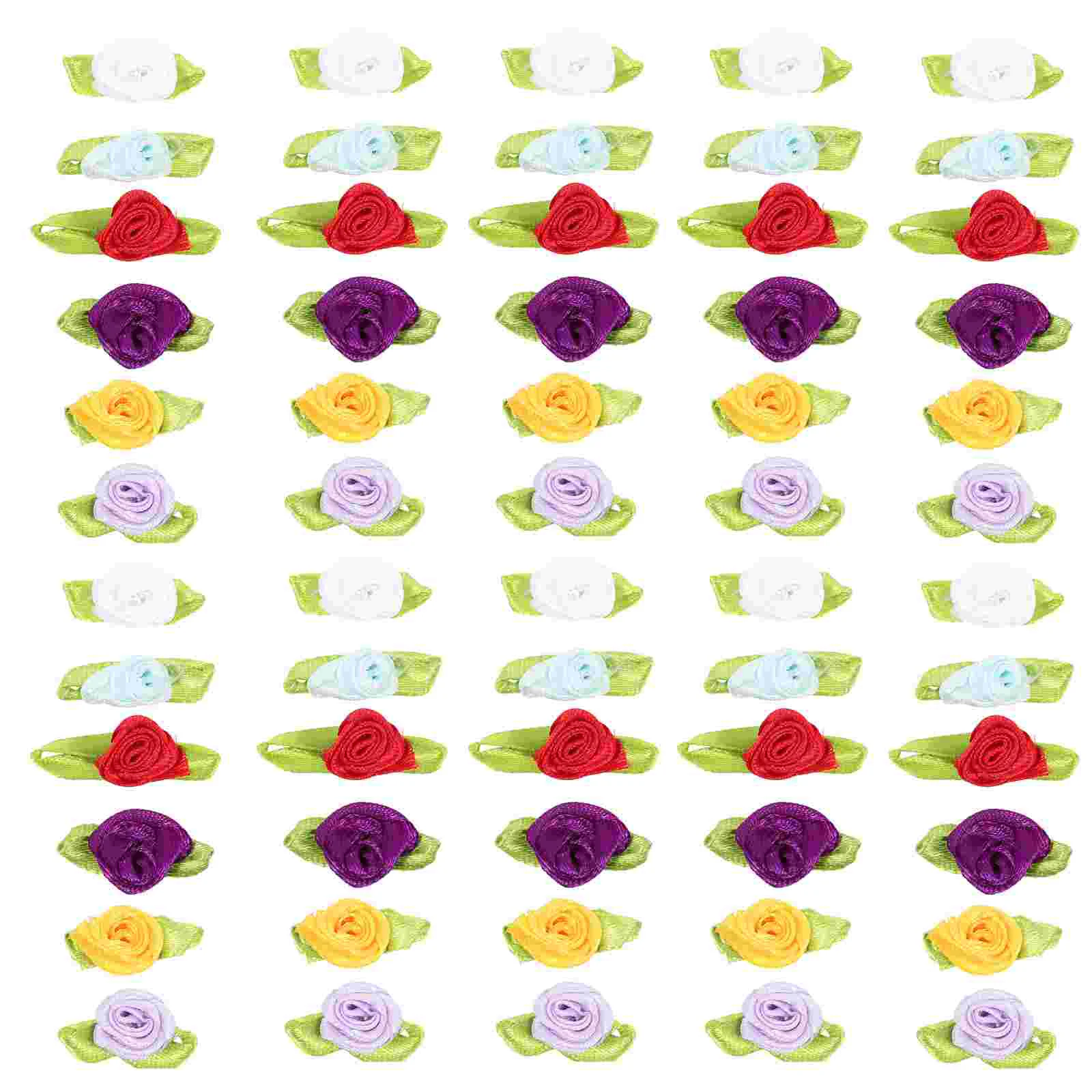 

100 Pcs Ribbon Decorative Flower Bride Jewelry Artificial Rose Bouquet Head Clothing Accessories