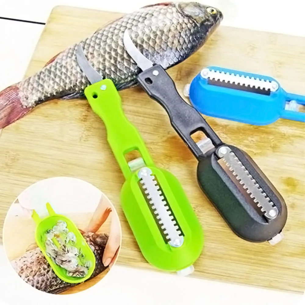 

Fish Scales Scraper Fish Scales Skin Remover Scaler Fish Cleaning Tools Kitchen Gadgets Clam Opener Fish Skin Scraper with Cover
