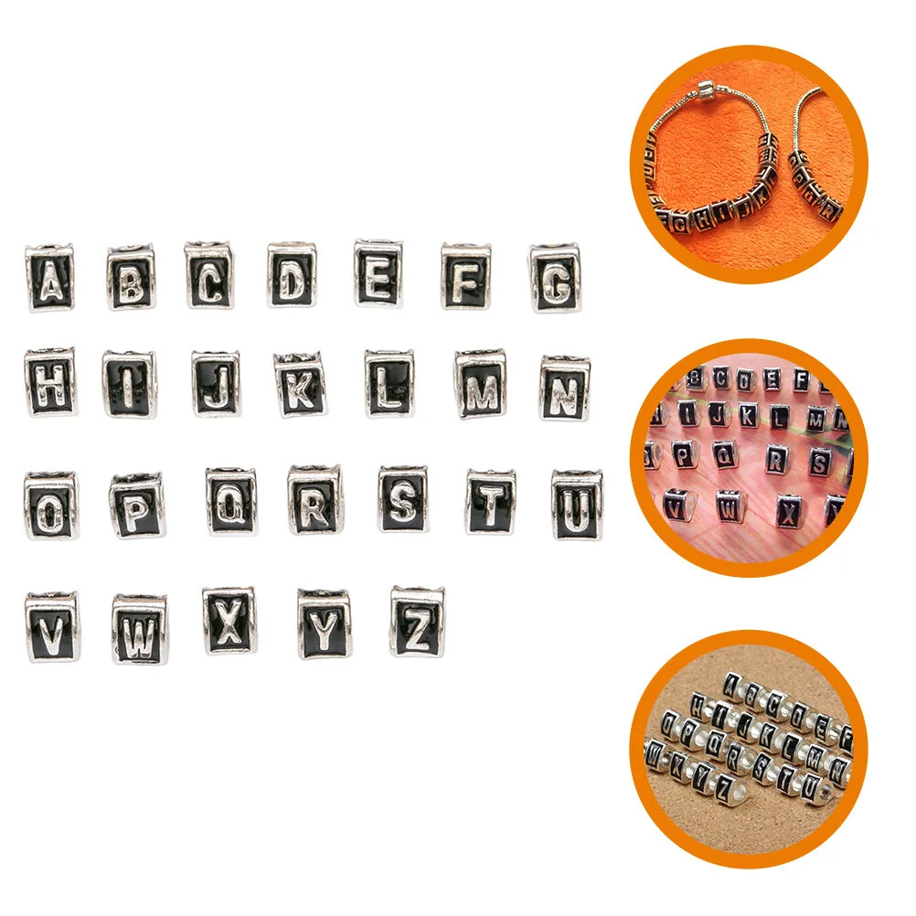 

26 Pcs Scattered Beads Alphabet Bracelet Jewelry Making Mix Vintage Letter Triangle Alloy Metal