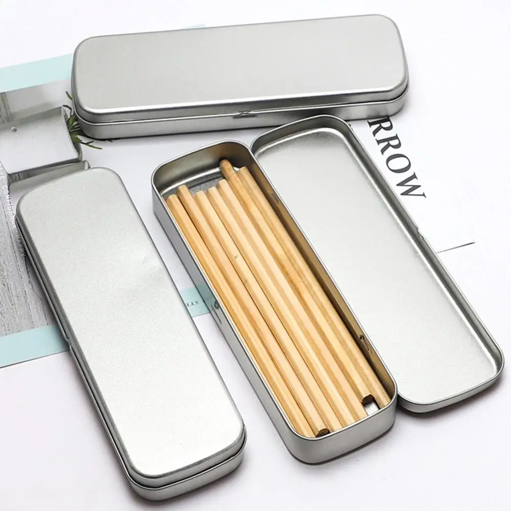 

Pen Box Metal Rectangle Boys Girls Students Pencil Stationery Holder Organizer Case School fournitures scolaires