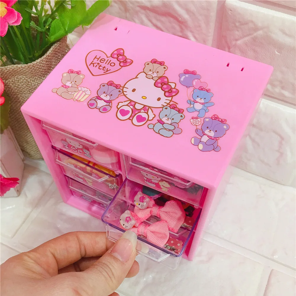 

Sanrio Plush Hellow Kitty My Melody Kawaii Cartoon Cute 6 Grid Desktop Drawer Sorting Storage Box Anime Plush Toys for Girl Gift
