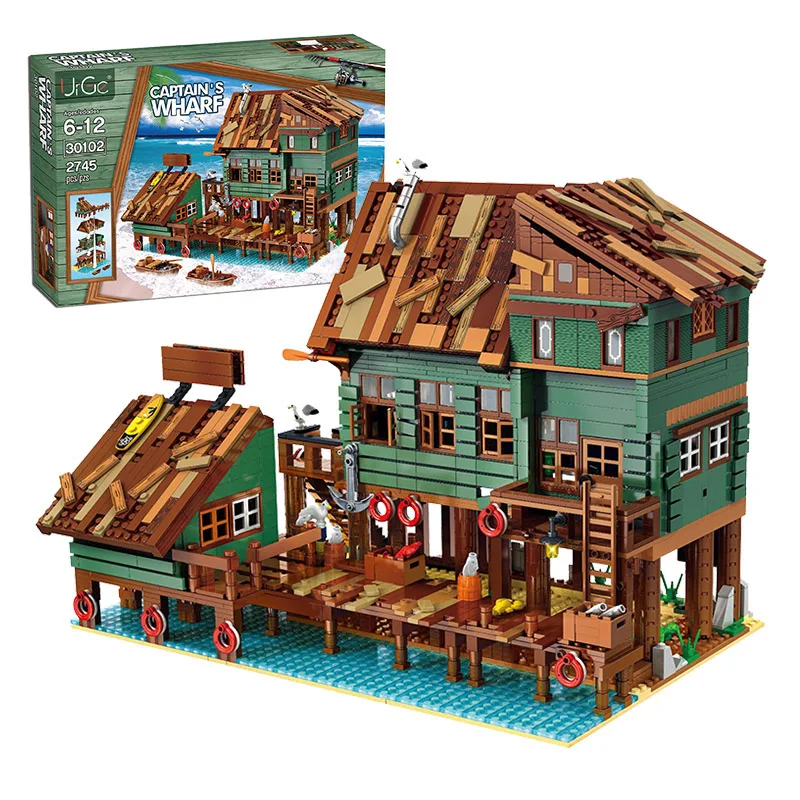 

Creative Expert Fisherman Wharf Architecture Sets Building Blocks Captain Harbor Bricks Captain Wharf Toys Kids Birthday Gifts
