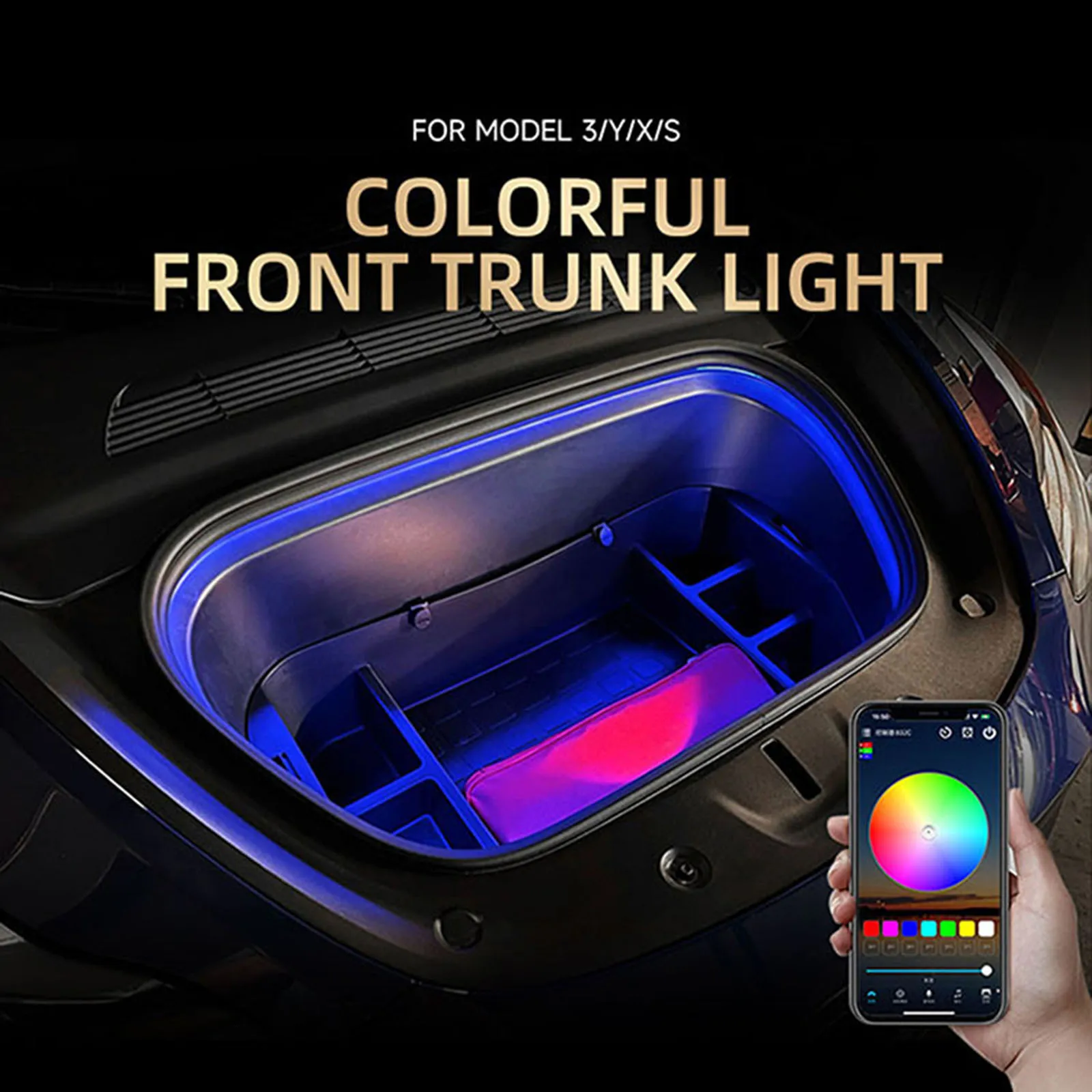 

Soft Rubber 5W Frunk Brighten LED Strip Modified Lighting Front Trunk Ambient Light Tubes Lamp For Tesla Model Model 3 Y S X