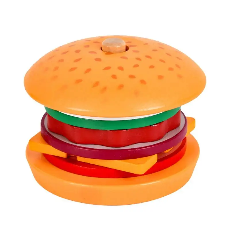 

Wooden Stacking Toys Play Kitchen Accessories Hamburger Sandwich Montessori Toys For Toddlers And Kids Preschool Educational