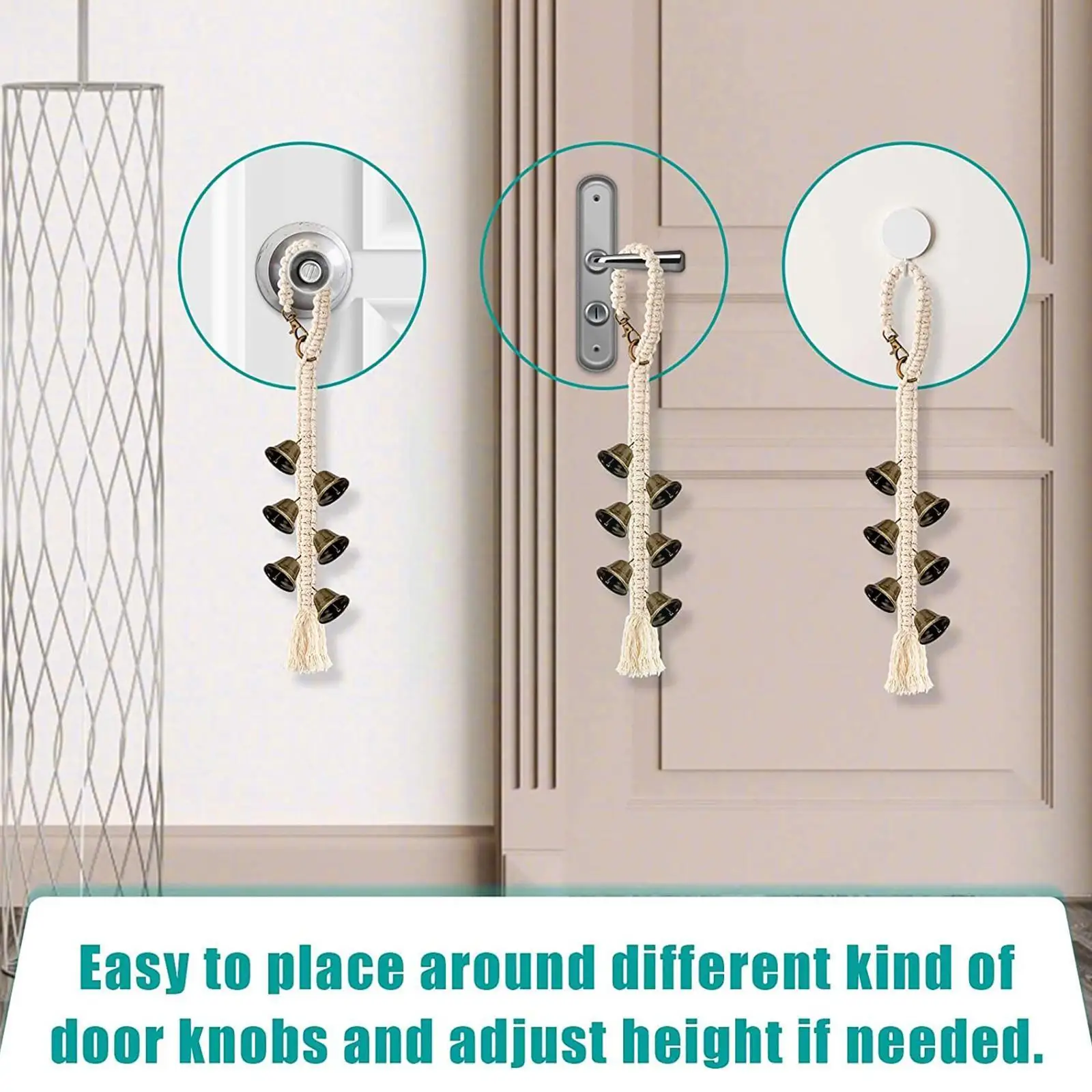 

Колокольчик для дрессировки в горшке, подвесной дверной звонок для собак, дверной звонок для обучения двери в горшке и звонка для коммуника...