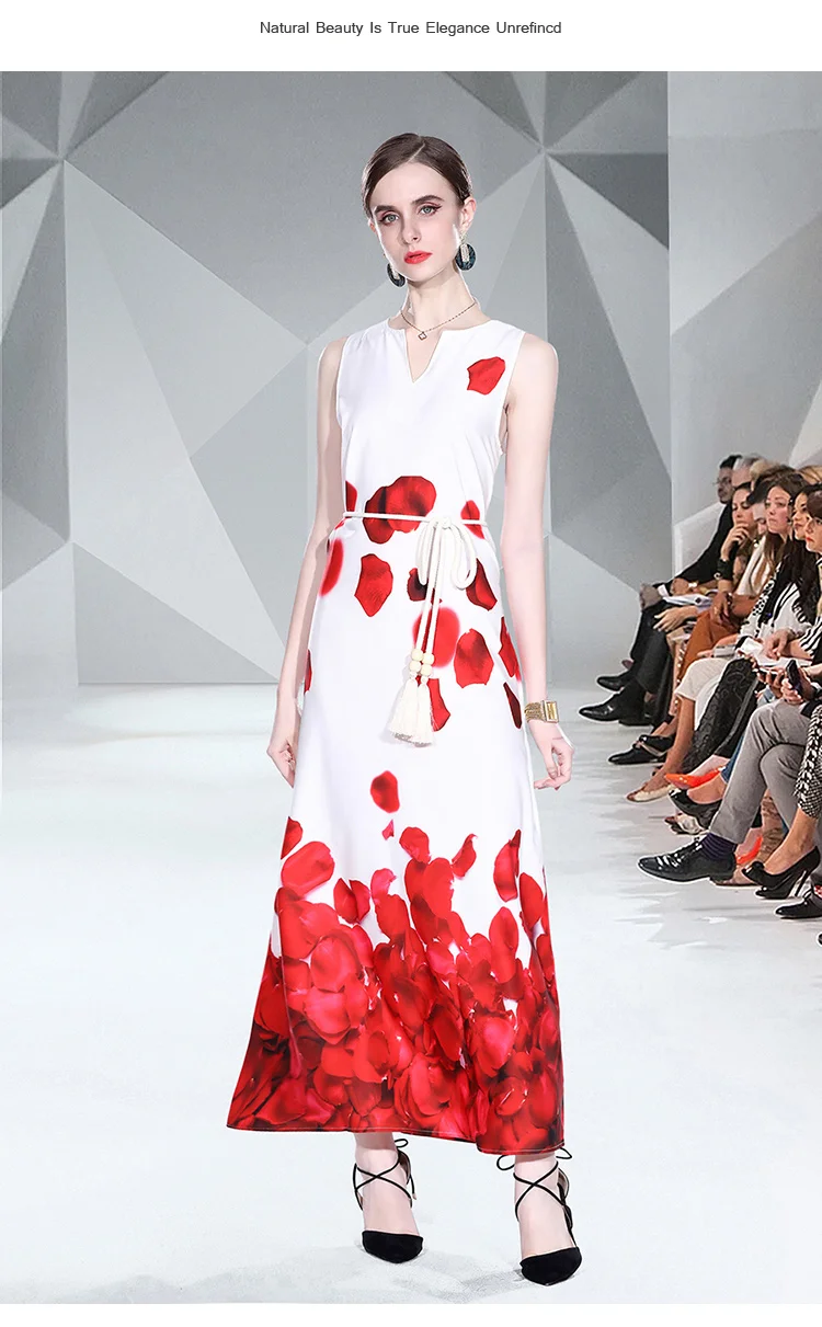 Кружевное платье без рукавов с V-образным вырезом и принтом |