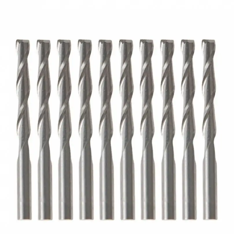 

10pcs Double-Edged woodwork Milling Cutters Router Bits Flat End Carbide Compression Wood End Mill Cutter Bits