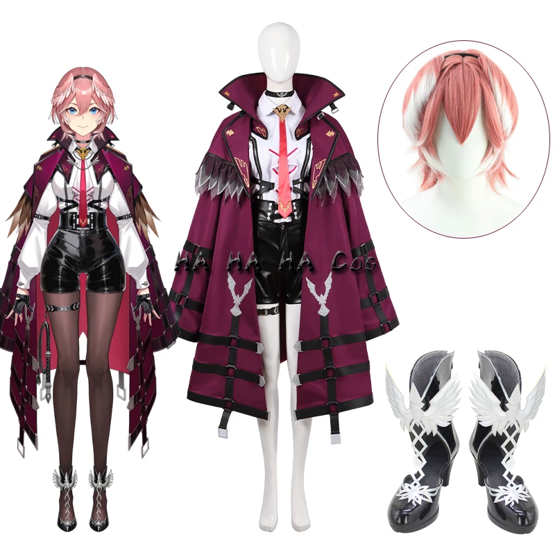 

Vtuber Hololive Takane Lui Cosplay Costume Coat Full Set Combat Uniforms Halloween Role Play Outfits Wig Custom-Made Shoes