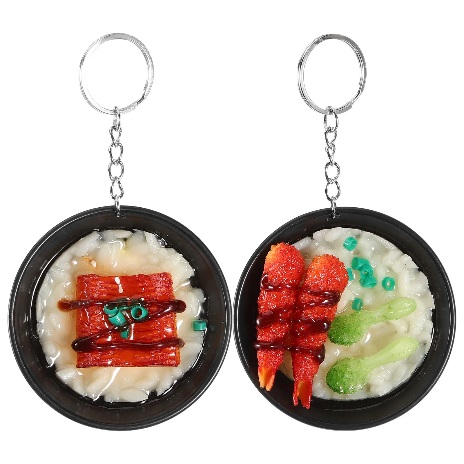 

2 Pcs Lovely Dessert Pendant Small Rice Bowl Portable Keychain Models Keys Supply Pvc Bag Supplies