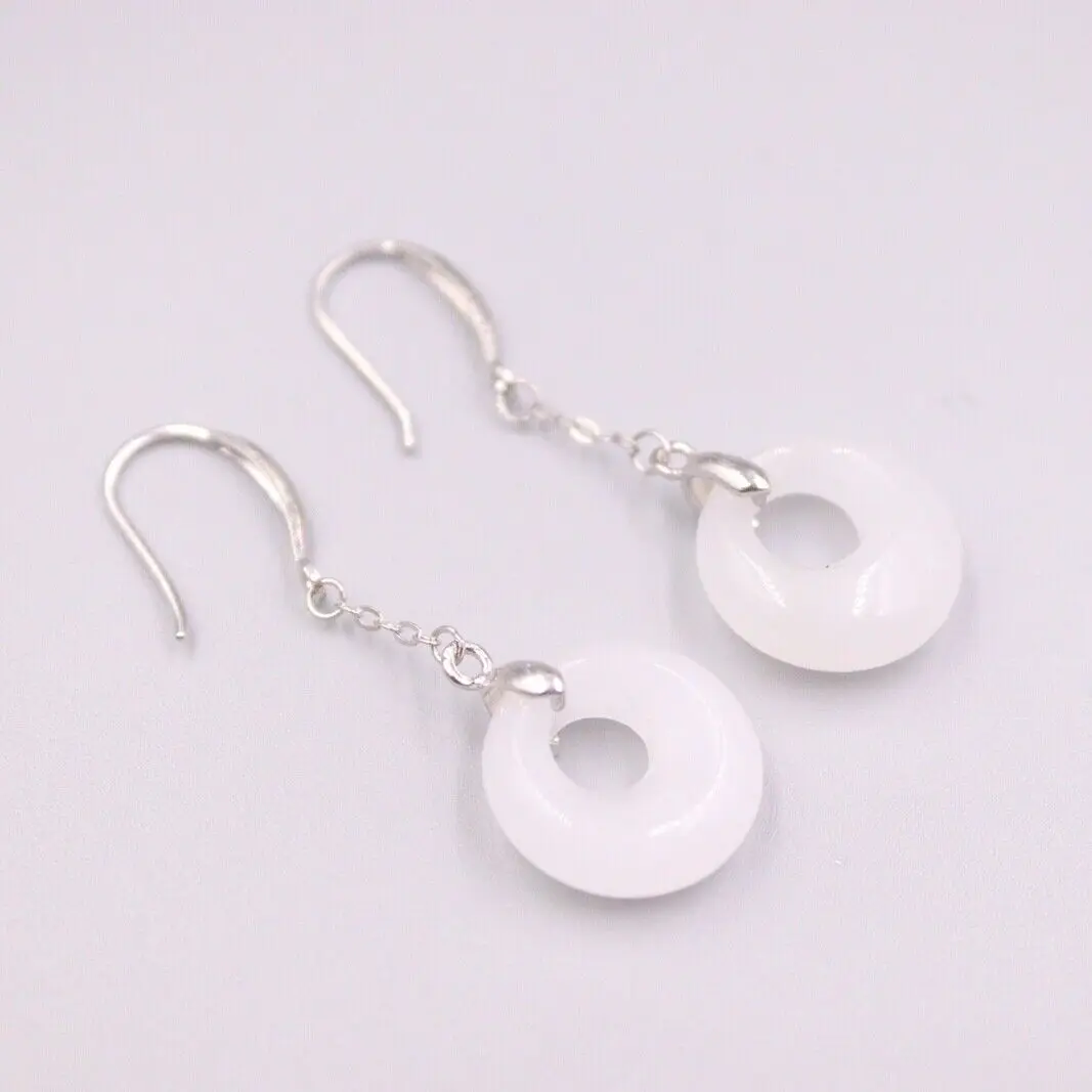 Серьги-подвески из серебра с натуральным