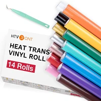 htvront 14 pack 12x3ft multi color pu heat transfer vinyl roll for cricut t shirt printing diy iron on htv film easy to cut weed