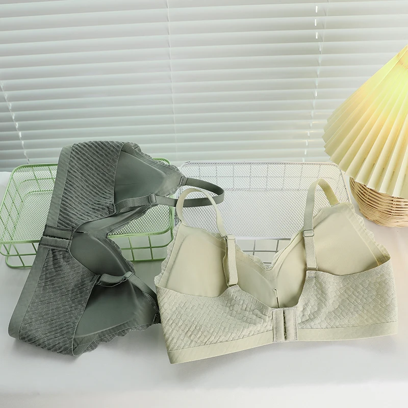 Wrinkle Bubble Sexi Lingeri Seamless Underwear Comfortable Gatheed No Steel Ring Support Side Chest Sports Thin Strap Women Bra