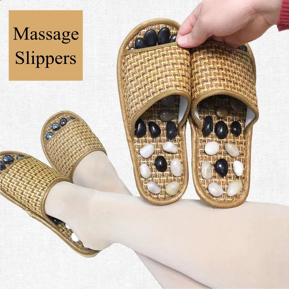 

Cobblestone Acupoint Massage Slippers Foot Reflexology Acupuncture Therapy Massager Walk Stone Shoes Relaxation Foot Massager