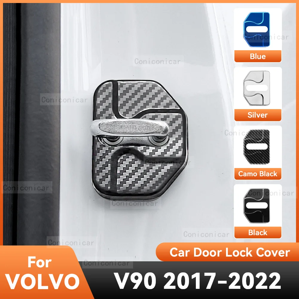 

Для VOLVO V90 2017-2022 2021 аксессуары Автомобильный Дверной замок Защитная Крышка Эмблемы искусственная защита для украшения из нержавеющей стали